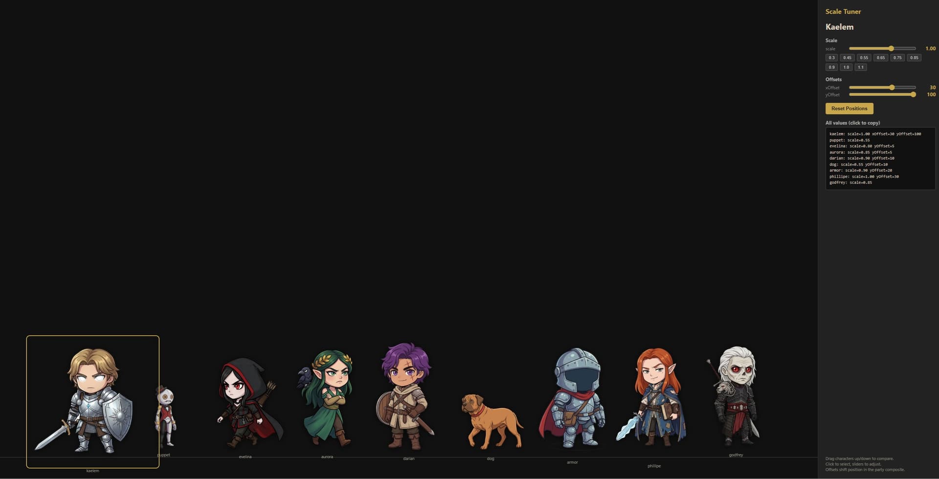 Character scale tuner tool for Barovia