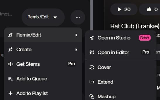 Suno.ai Cover feature used for music transitions