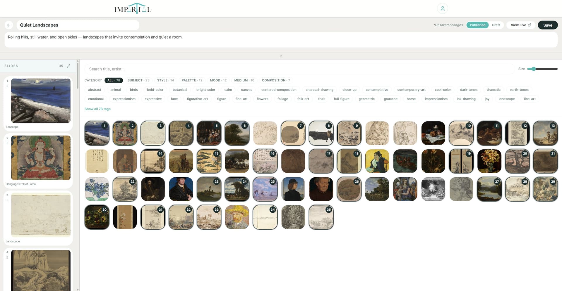 The collection builder tool for the prison art viewer